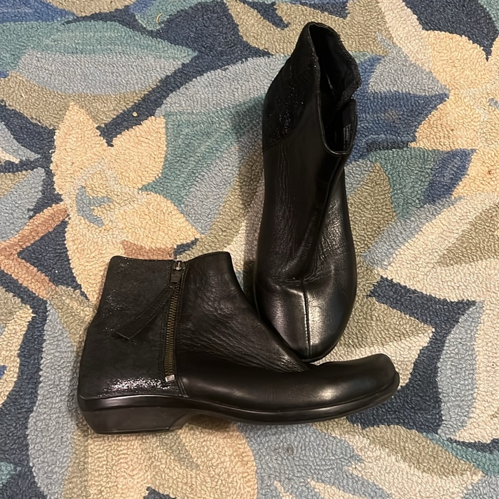 Dansko Black Leather Ankle Booties